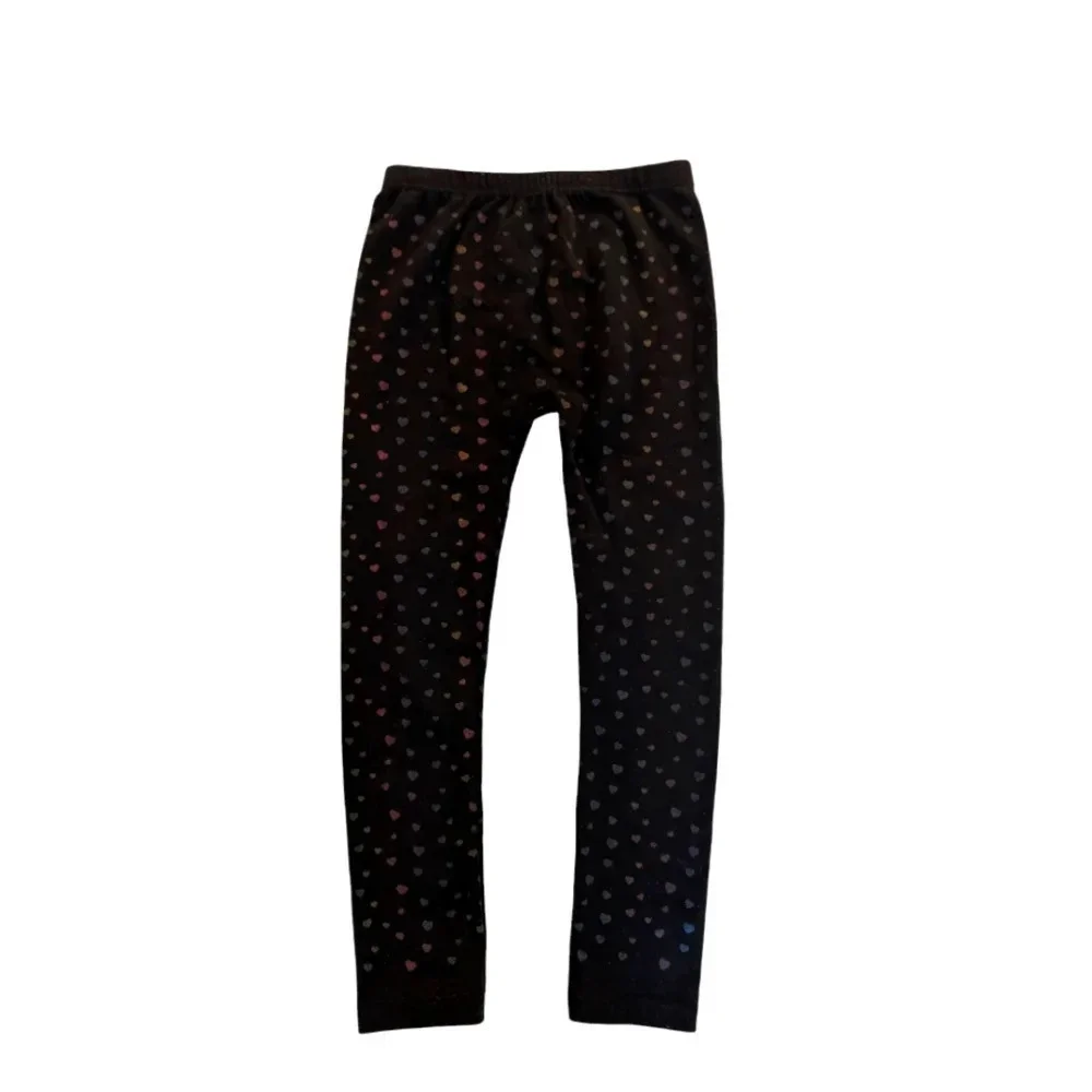The Children's Place Black Colored Metallic Heart Girls Leggings Size L 10-12
